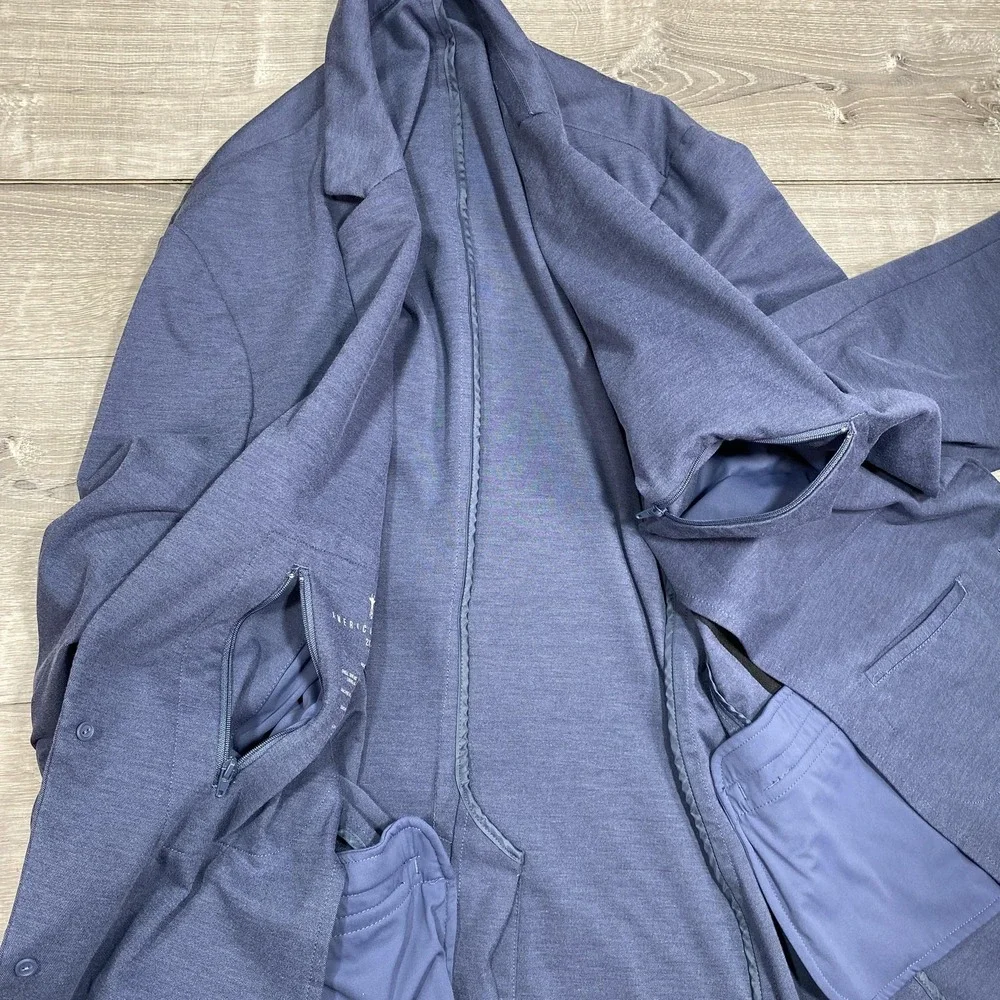 American Tall Blazer Mens 2XL Tall Blue Knit Unstructured Sport Coat Jacket Soft